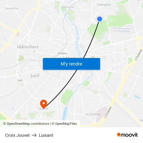 Croix Jouvet to Luisant map