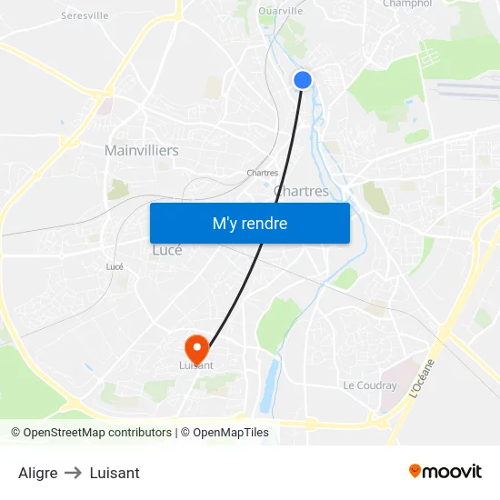 Aligre to Luisant map