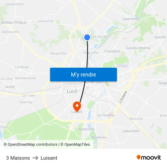 3 Maisons to Luisant map