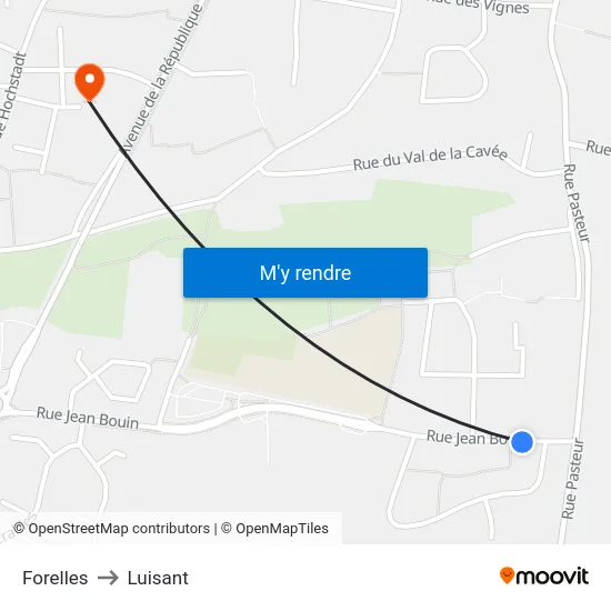 Forelles to Luisant map