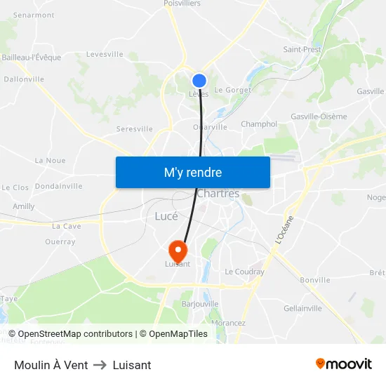 Moulin À Vent to Luisant map