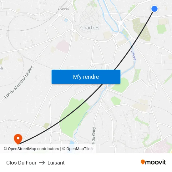 Clos Du Four to Luisant map