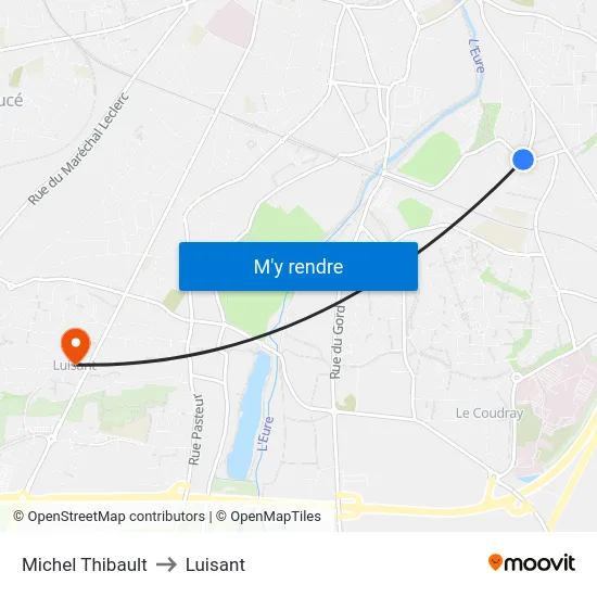 Michel Thibault to Luisant map
