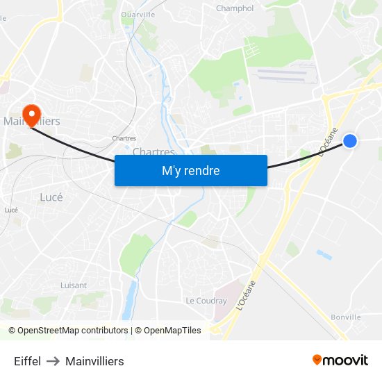 Eiffel to Mainvilliers map