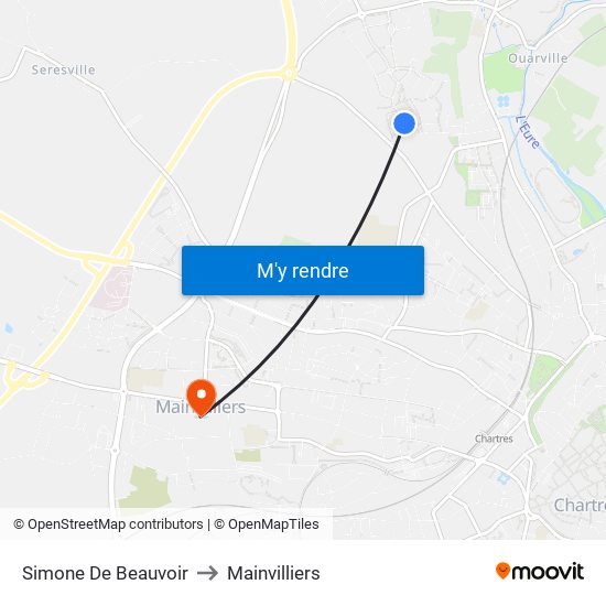 Simone De Beauvoir to Mainvilliers map
