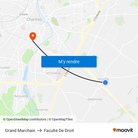 Grand Marchais to Faculté De Droit map