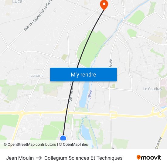 Jean Moulin to Collegium Sciences Et Techniques map