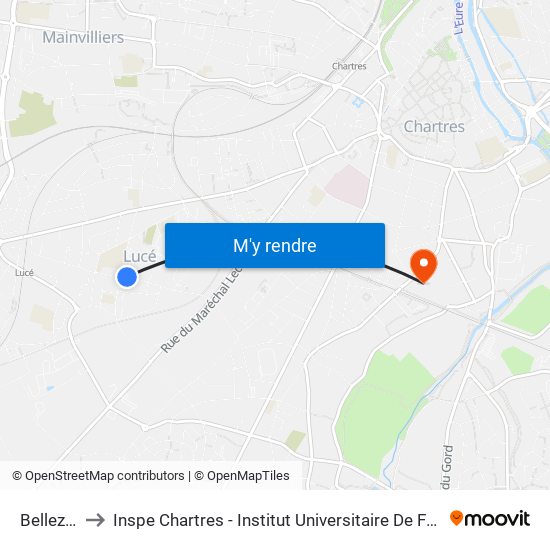 Bellezaizes to Inspe Chartres - Institut Universitaire De Formation Des Maîtres map