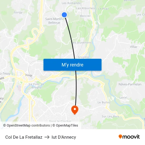 Col De La Fretallaz to Iut D'Annecy map