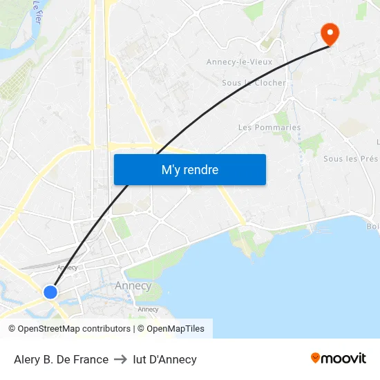 Alery B. De France to Iut D'Annecy map