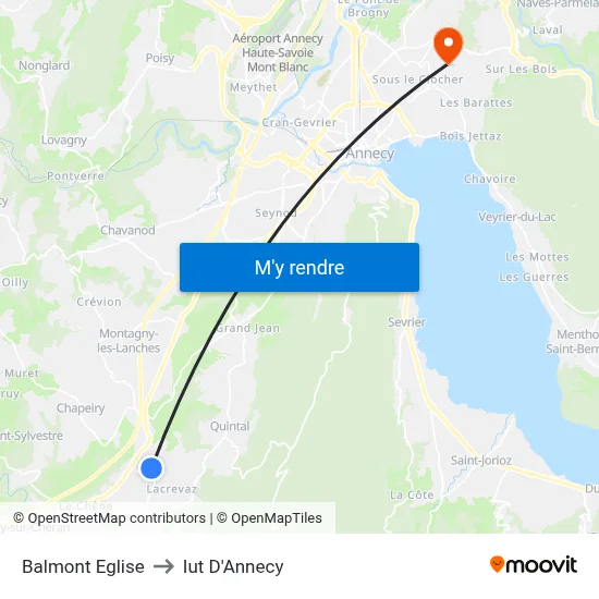 Balmont Eglise to Iut D'Annecy map