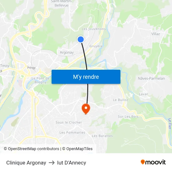 Clinique Argonay to Iut D'Annecy map