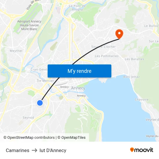 Camarines to Iut D'Annecy map