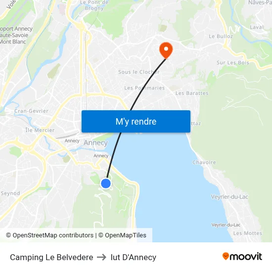 Camping Le Belvedere to Iut D'Annecy map