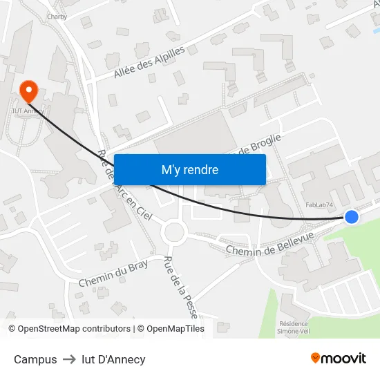 Campus to Iut D'Annecy map