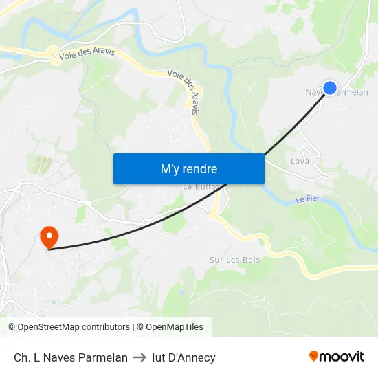 Ch. L Naves Parmelan to Iut D'Annecy map