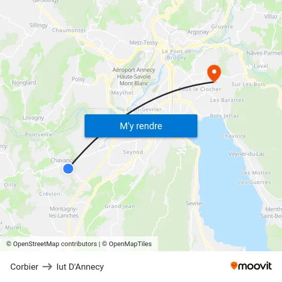 Corbier to Iut D'Annecy map