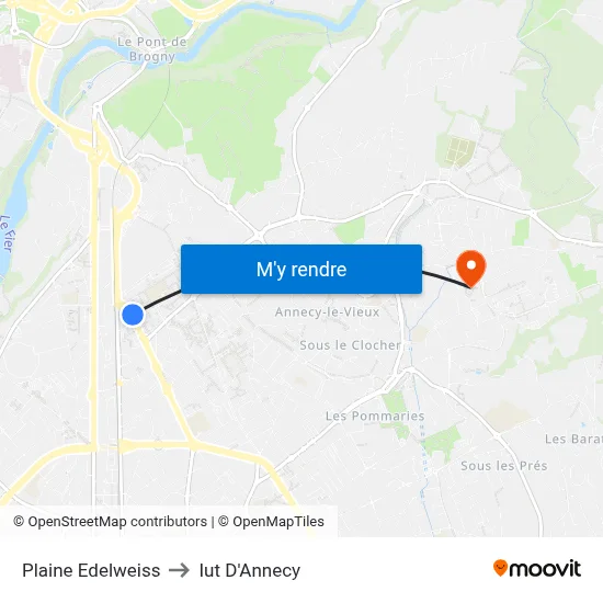 Plaine Edelweiss to Iut D'Annecy map