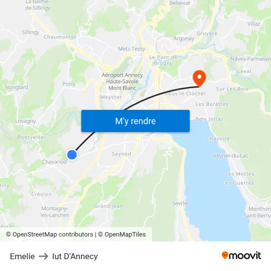 Emelie to Iut D'Annecy map