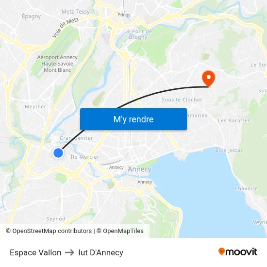 Espace Vallon to Iut D'Annecy map