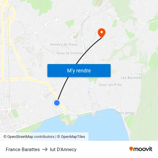 France Barattes to Iut D'Annecy map