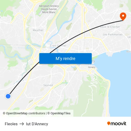 Fleoles to Iut D'Annecy map