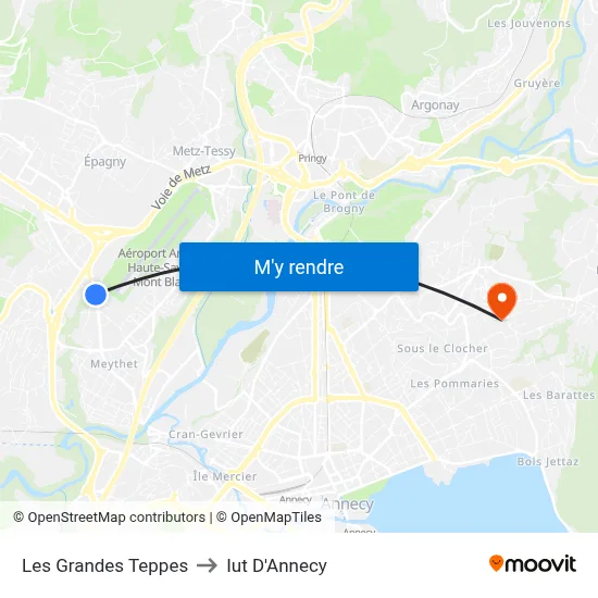 Les Grandes Teppes to Iut D'Annecy map