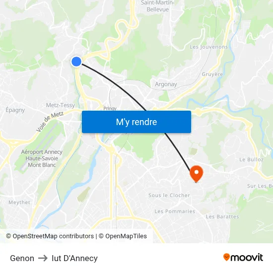 Genon to Iut D'Annecy map