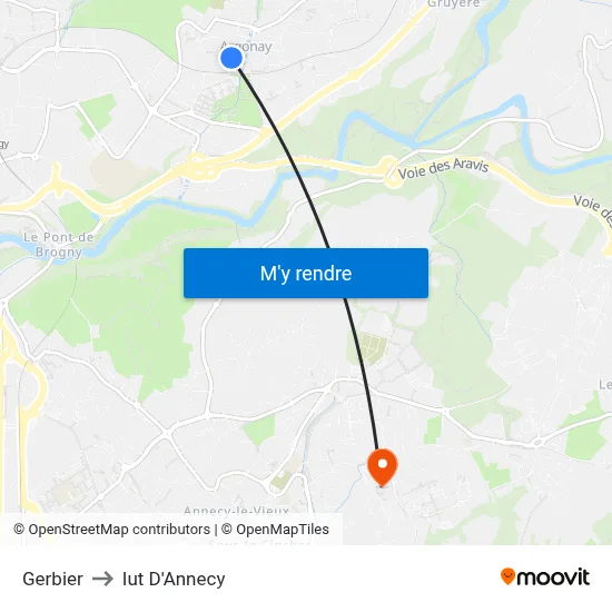 Gerbier to Iut D'Annecy map