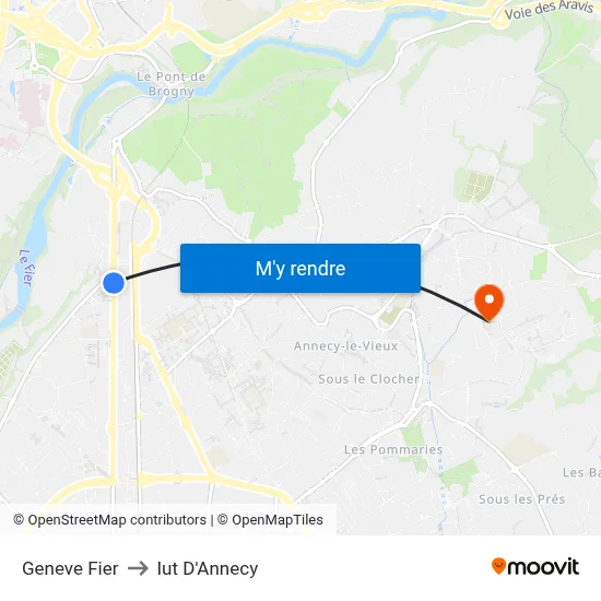 Geneve Fier to Iut D'Annecy map
