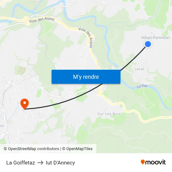 La Goiffetaz to Iut D'Annecy map