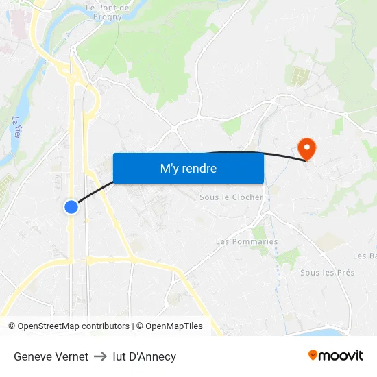 Geneve Vernet to Iut D'Annecy map