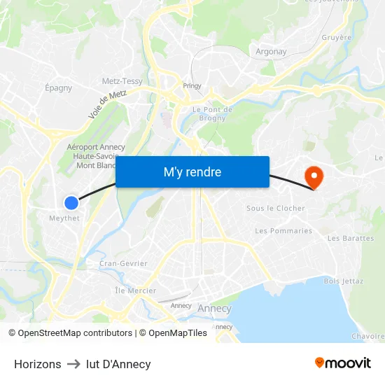 Horizons to Iut D'Annecy map