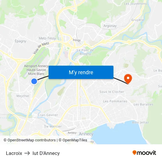 Lacroix to Iut D'Annecy map