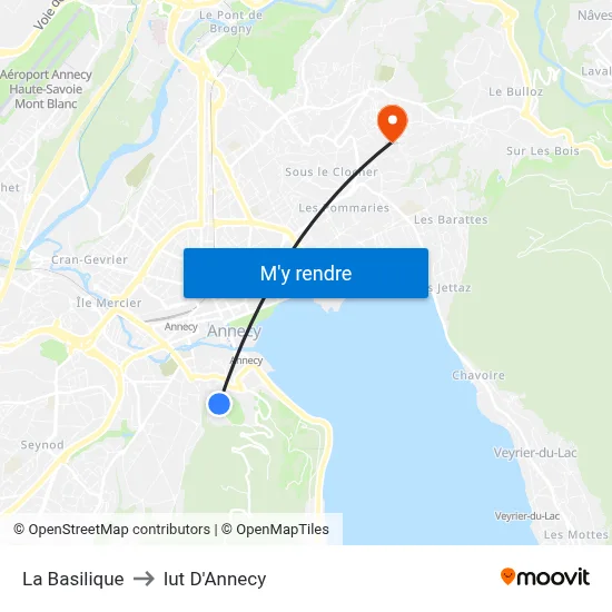 La Basilique to Iut D'Annecy map