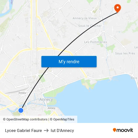 Lycee Gabriel Faure to Iut D'Annecy map