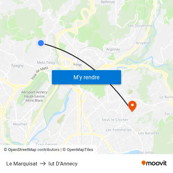 Le Marquisat to Iut D'Annecy map