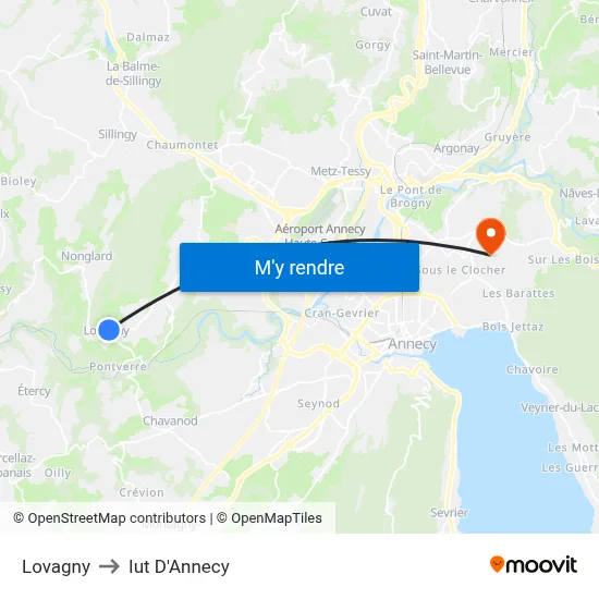Lovagny to Iut D'Annecy map