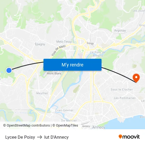 Lycee De Poisy to Iut D'Annecy map