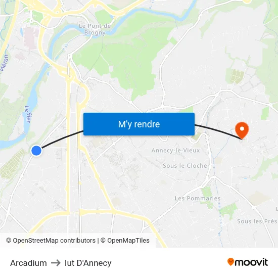 Arcadium to Iut D'Annecy map