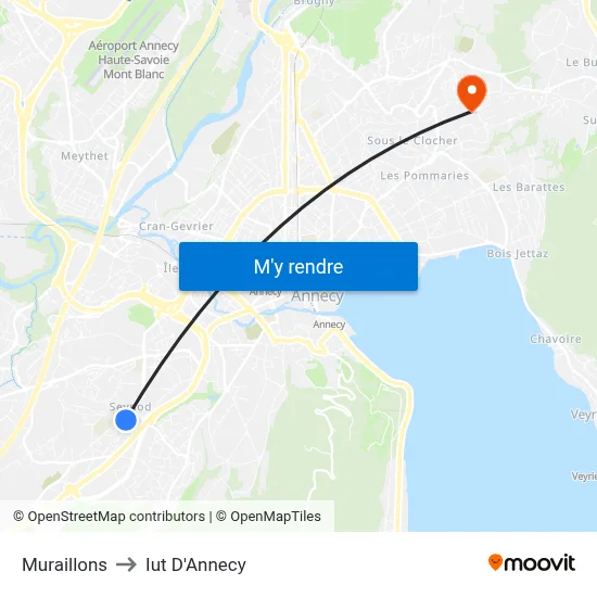 Muraillons to Iut D'Annecy map