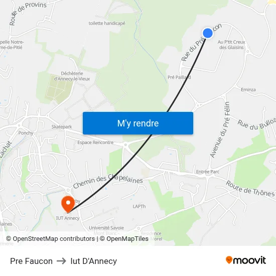 Pre Faucon to Iut D'Annecy map