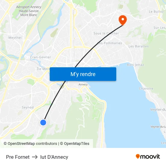 Pre Fornet to Iut D'Annecy map