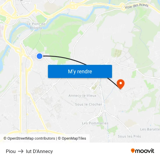 Piou to Iut D'Annecy map