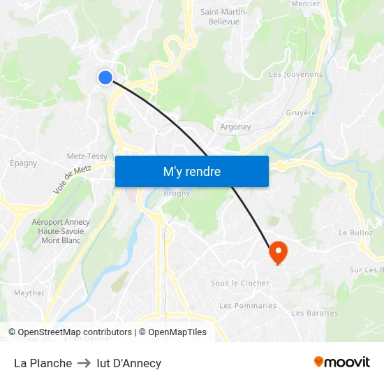 La Planche to Iut D'Annecy map