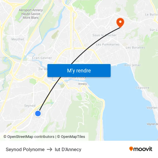 Seynod Polynome to Iut D'Annecy map