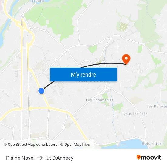Plaine Novel to Iut D'Annecy map