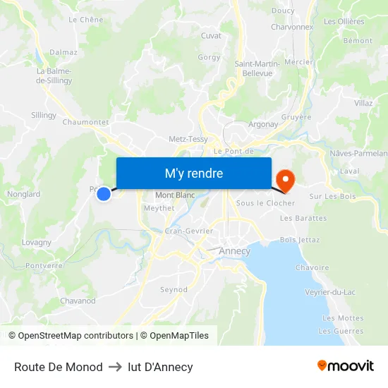 Route De Monod to Iut D'Annecy map