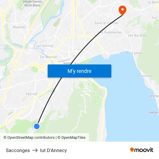 Sacconges to Iut D'Annecy map