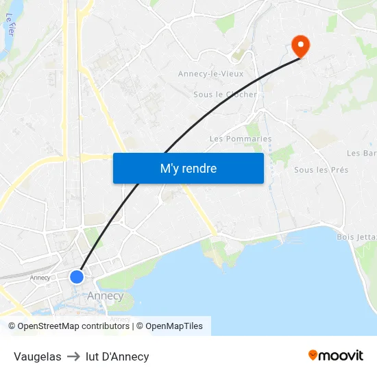 Vaugelas to Iut D'Annecy map
